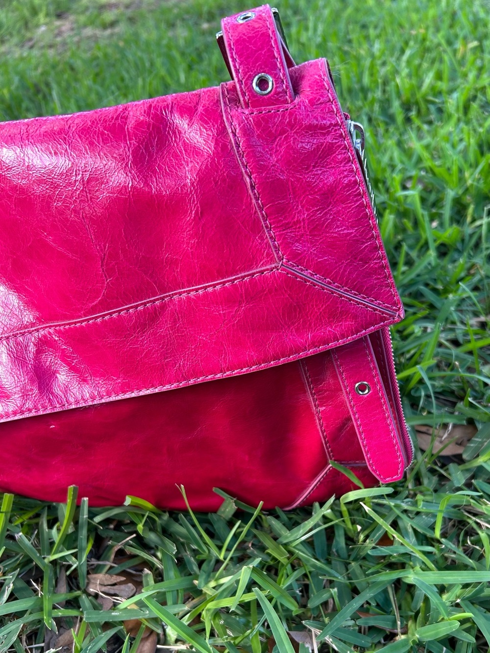 Kooba Fuchsia Leather Messenger Bag - Picture 2 of 12